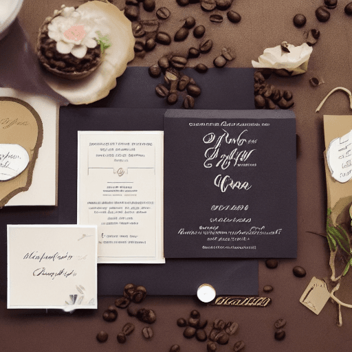 AI generated:  Design a wedding invitation inspired by a coffee shop theme