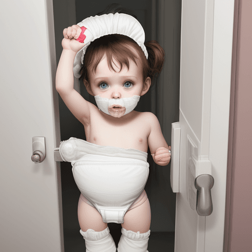 AI generated: A  stuck in a diaper with a lock 