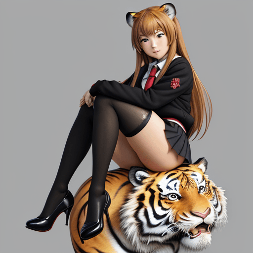 AI generated: masterpiece, taiga aisaka, smug, cute face, anime, anime face, sit on realistic tank, hold, hug, red...