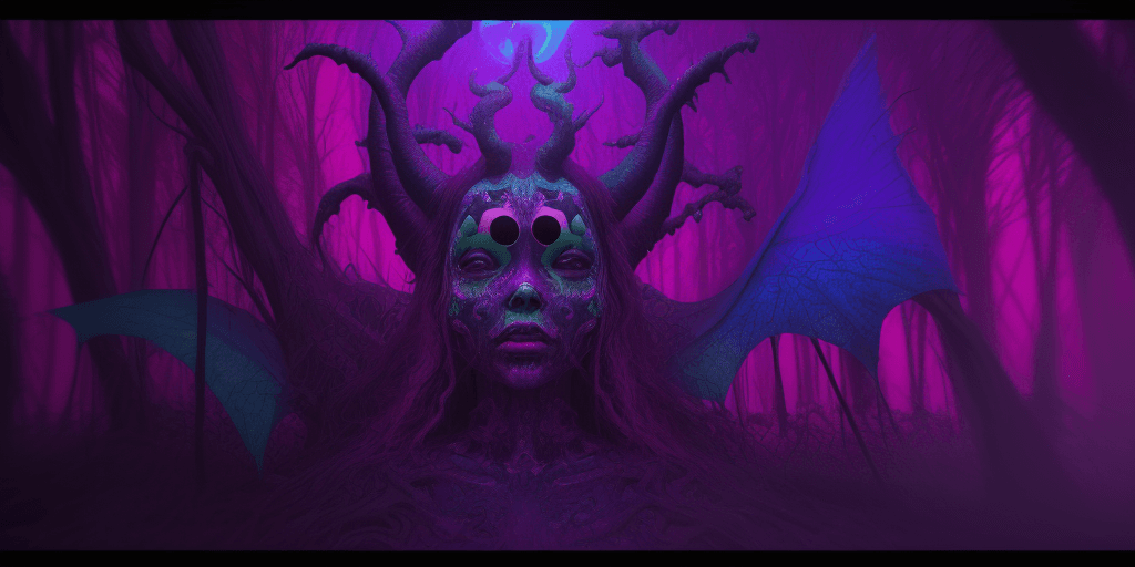 AI generated: ((psychedelic bizarre), (Surrealist Dreams), (Devilcore)), (Beautifully Color Graded), RTX, SSAO, HB...