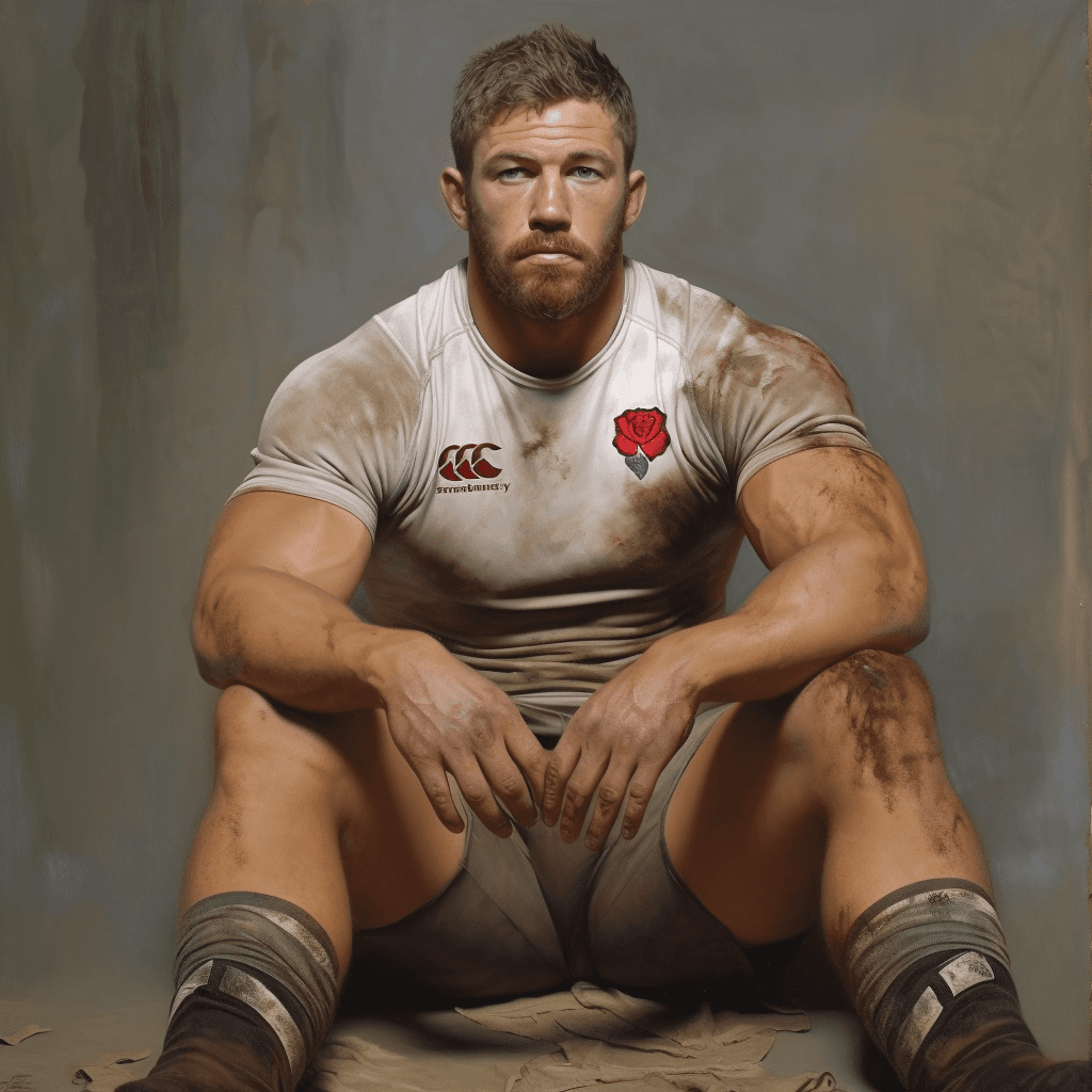 AI generated: head to toe, shoe legs, handsome, muscular, rugby player