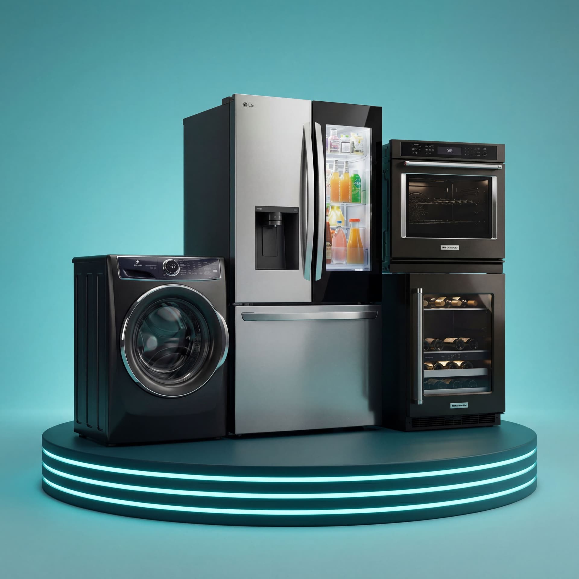 AI generated: Create them realistic in 3D in perspective to have depth and stand together stacked on the podium cy...