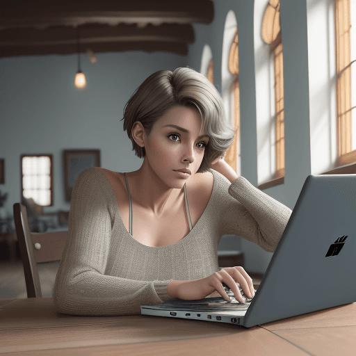 AI generated: High resolution photography of a short-haired brown-haired slim-face slim woman, studying Spanish la...