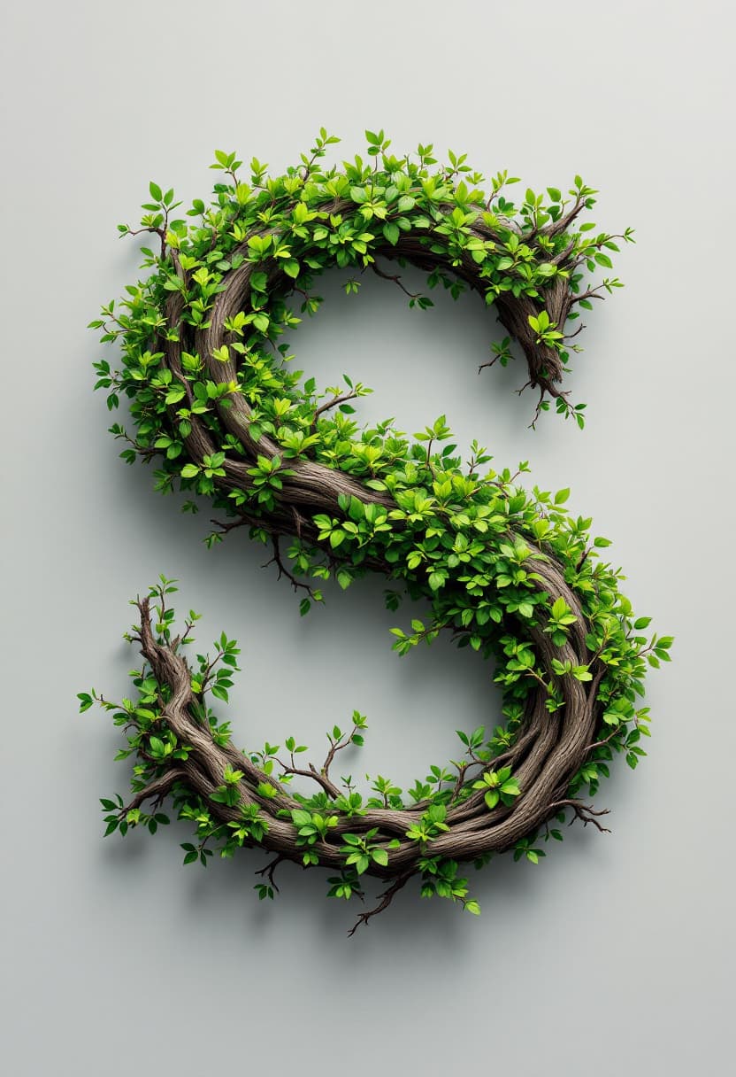 AI generated: A majestic, high-contrast, fusion-style photograph featuring the letter "S" intricately formed by in...