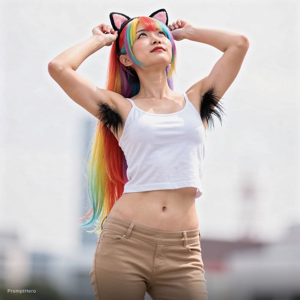 AI generated: 1 female, Japanese, [armpit hair v1], hairy armpits, long armpit hair, black (armpit hair:1.5), armp...