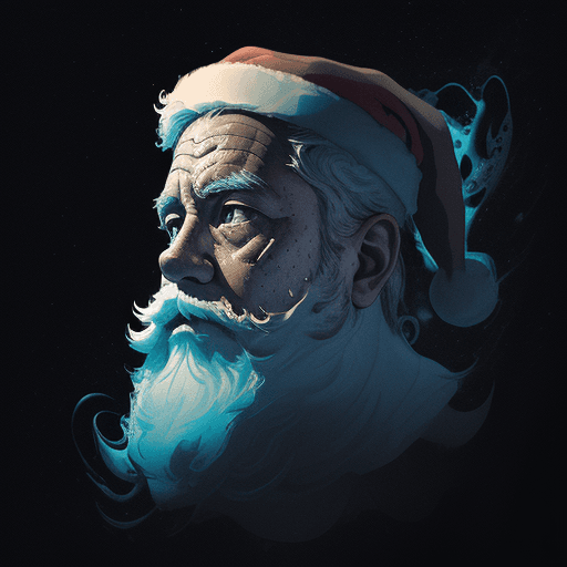 AI generated: Santa Claus alberto seveso art, floating head in space nebula, water ink, ink water, ink, cosmic spa...