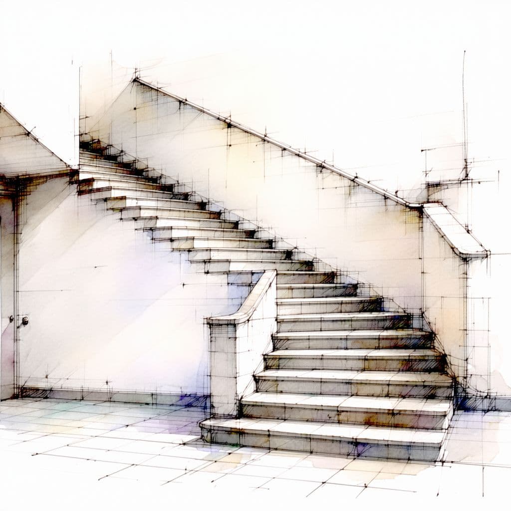 AI generated: dessin vestoriel coloré d'UN escalier relie deux écoles.
le premier ecole se trouve à la premiers ex...