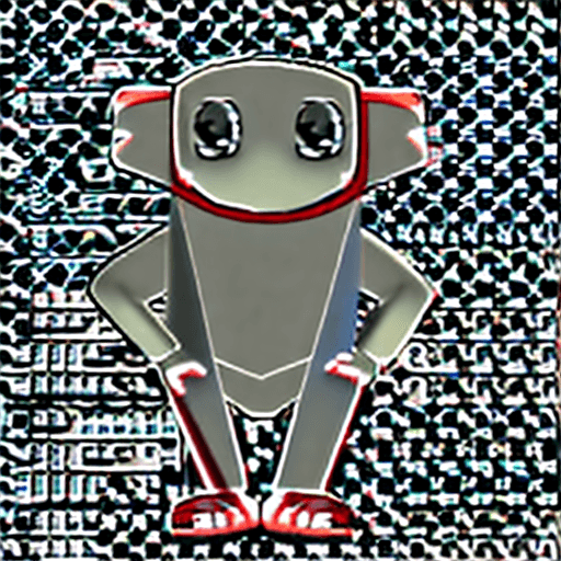 AI generated: A cartoon goblin robot with a lazy and reticent demeanor. It has a slouched posture, with its arms a...