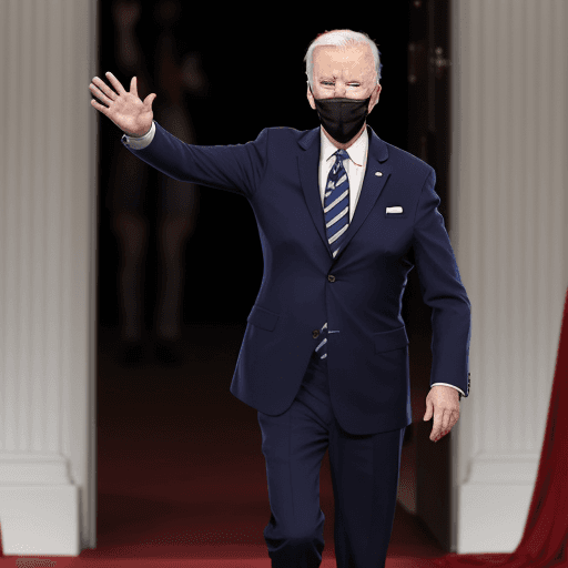 AI generated: Biden walking away with his right hand up waving goodbye
