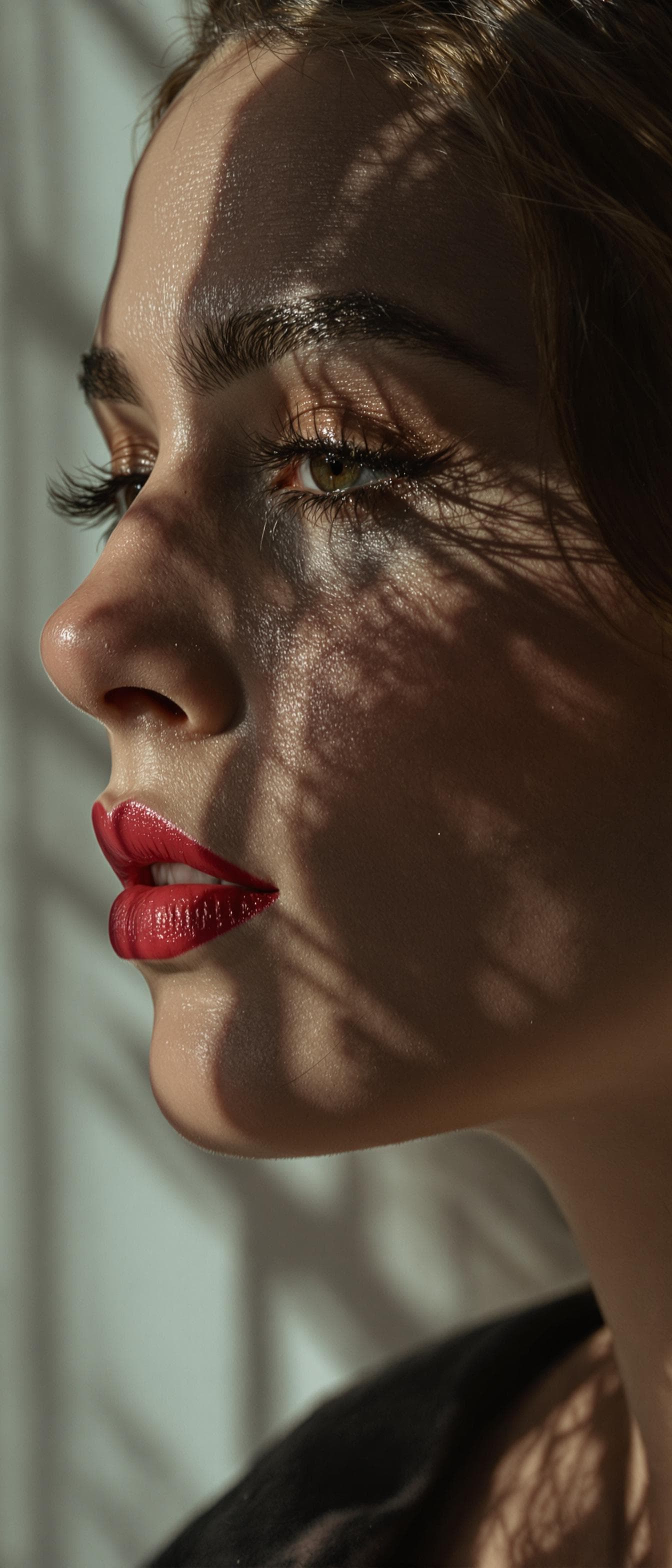 AI generated: high-resolution photograph, woman, stunning use of shadows, in the syle of crisp lines and forms,  U...