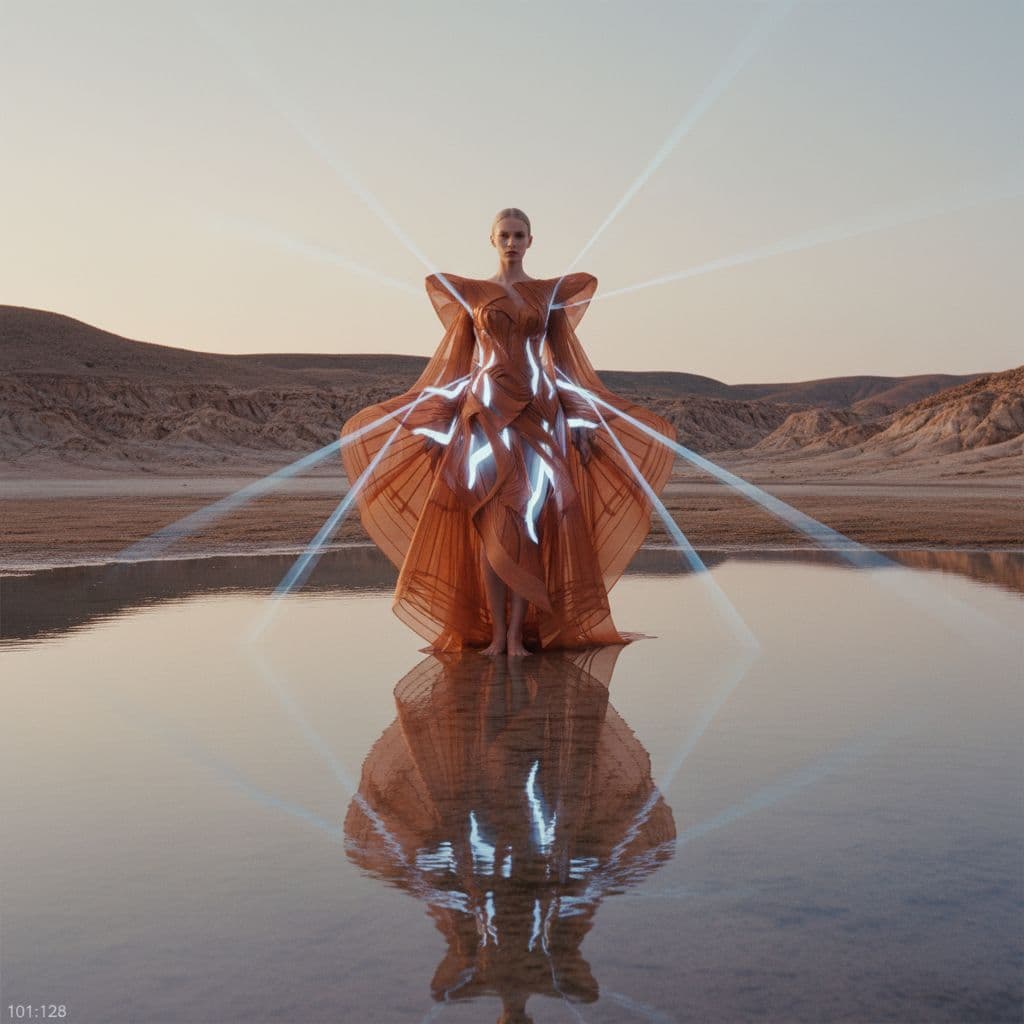 AI generated: luzerne fashion x rays of light by sebastian rossetti, in the style of yigal ozeri, ursula von rydin...
