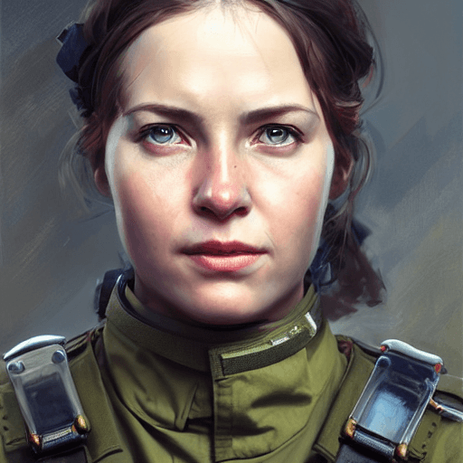 AI generated: hyperrealistic portrait of female tank commander| full shot| detailed face| symmetric| intricate| re...