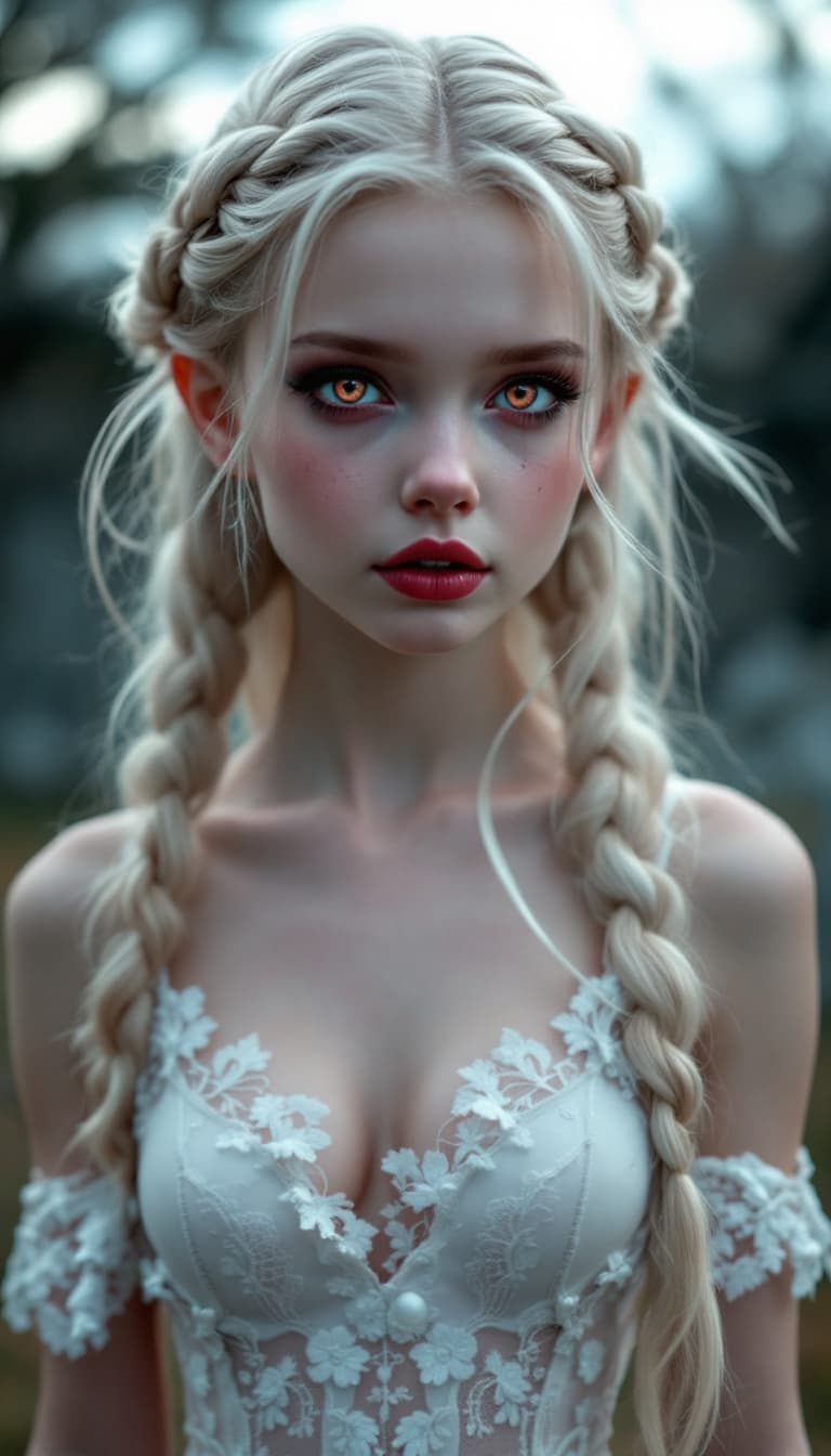 AI generated: a professional photo of a exceptionally of the most beautiful Russian angelic vampire girl in the wo...