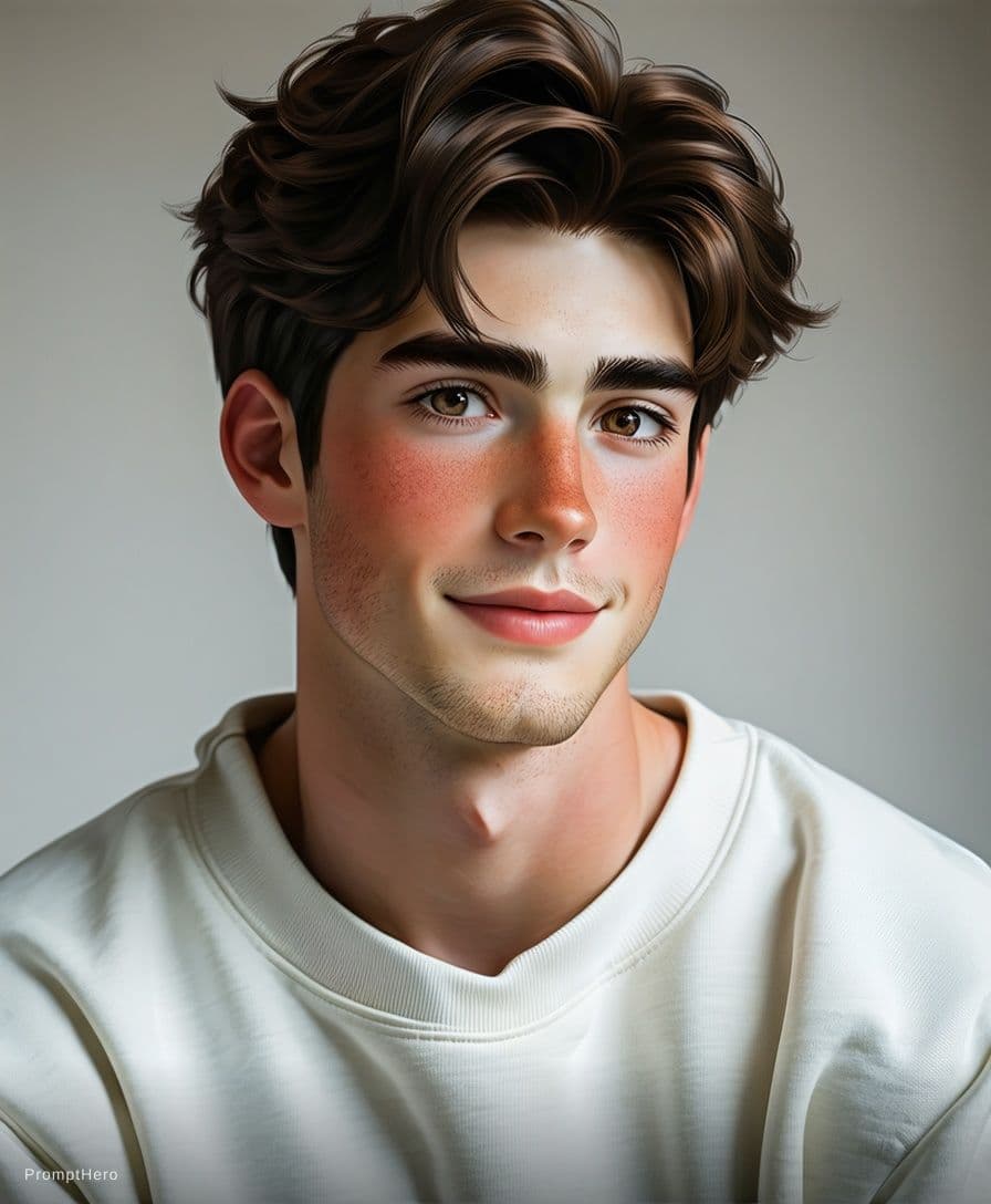 AI generated: a beautiful 18 years boy, soft and slim