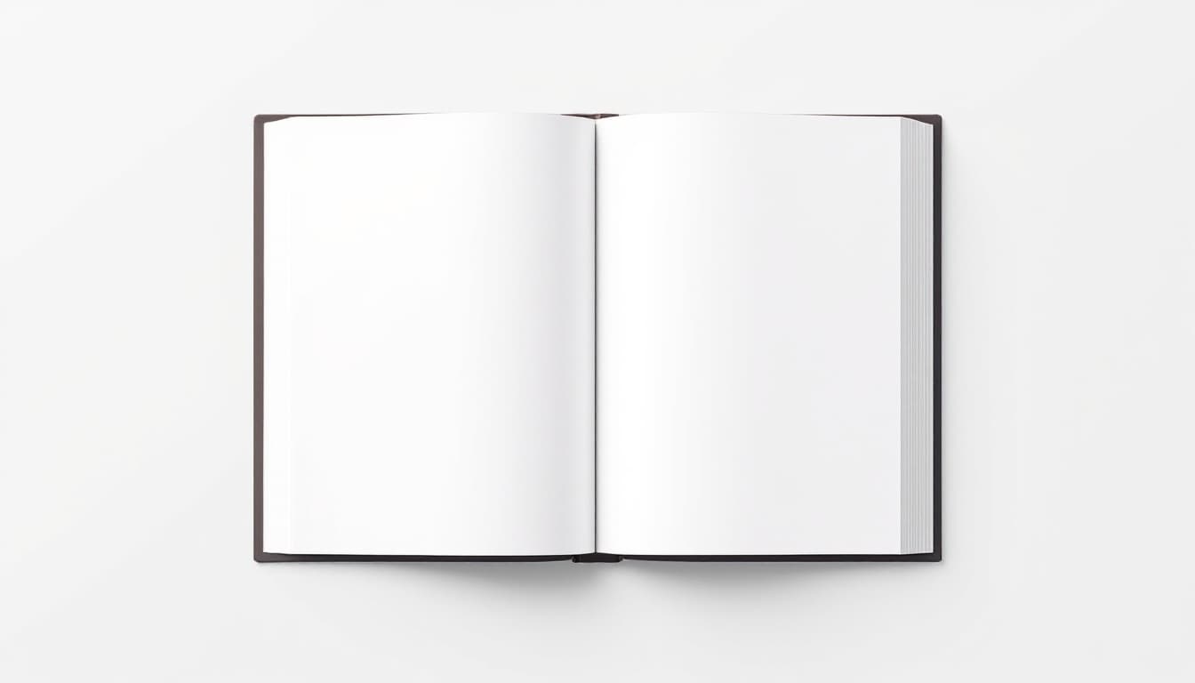 AI generated: A flat, full-width template of an open book with two pages side by side, shown in a simple and minim...