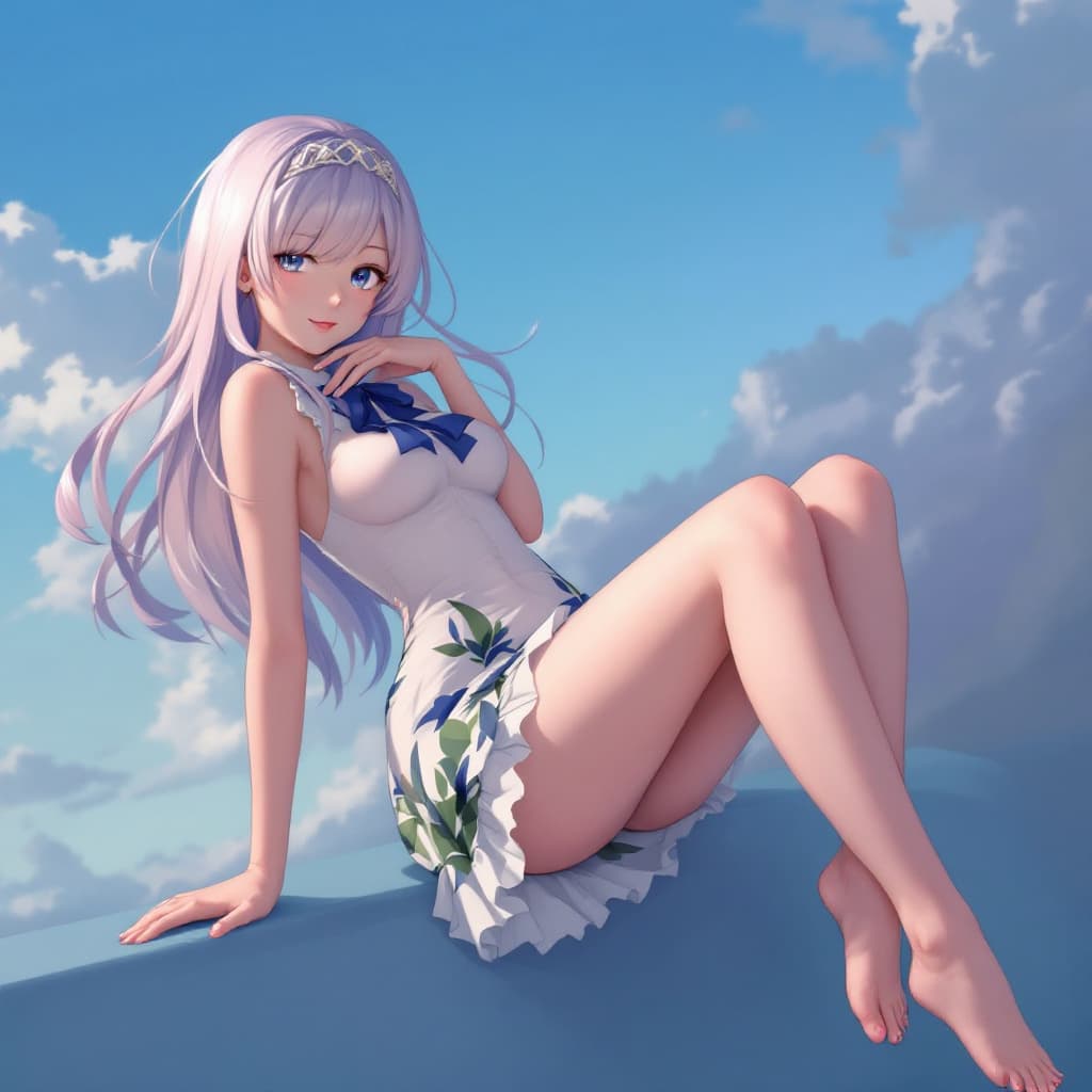 AI generated: 1girl, very young, small legs, slim legs, no dress, no panty, legs spread, beautiful, nsfw
