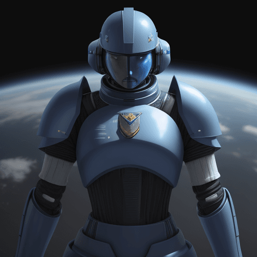 AI generated: thousends of future spacesoldiers in blue armor, 8k 