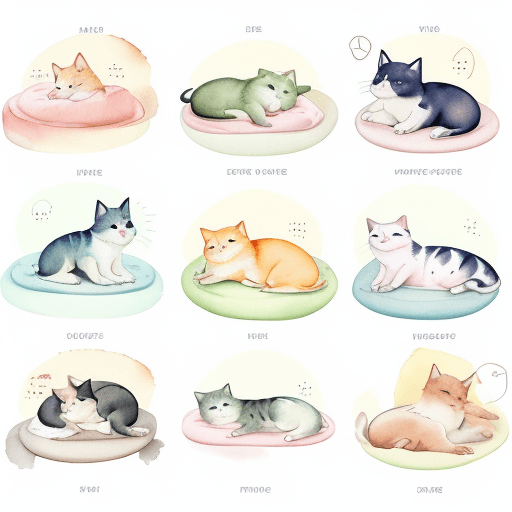 AI generated: UI playful illustration, adorable pets sleeping, relaxation, mindfulness watercolor, pastel color pa...