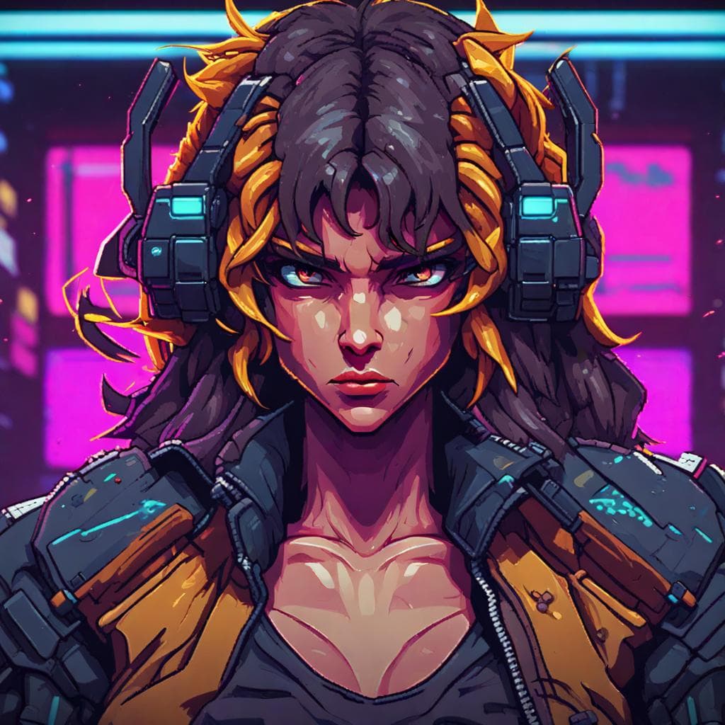 AI generated: pixel art cyberpunk video game, 36 bit video game, highly detailed, 8k