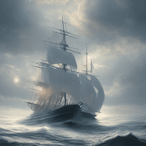 AI generated: Photo of a ultra realistic sailing ship, dramatic light, pale sunrise, cinematic lighting, battered,...