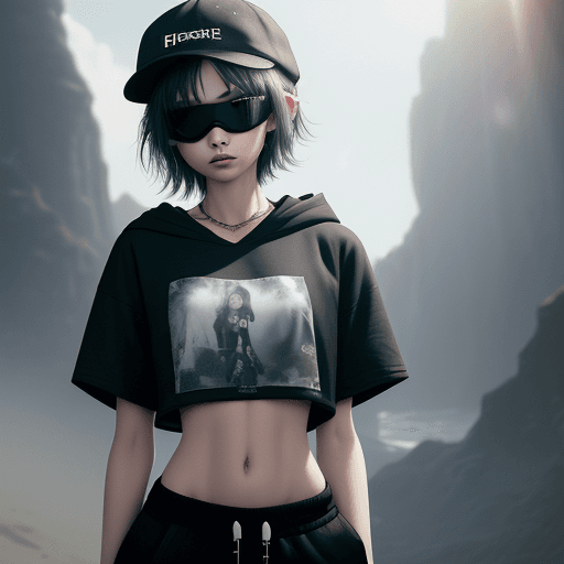 AI generated: dreamscape beautiful young, thin, fit, short messy hair, intrincate details, baggy pants, t-shirt, (...