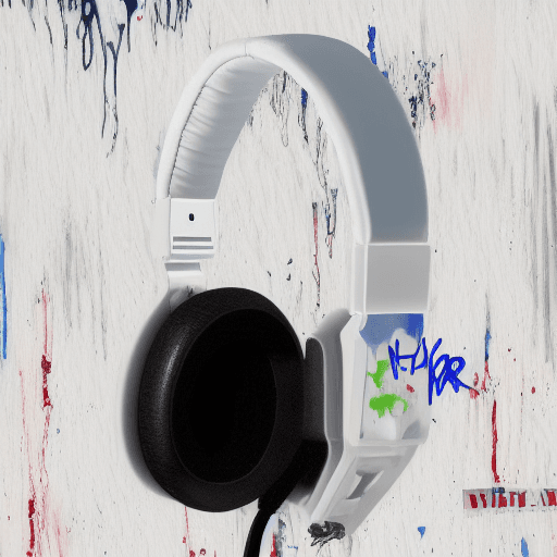 AI generated: white color, color dripping, graffiti headphone