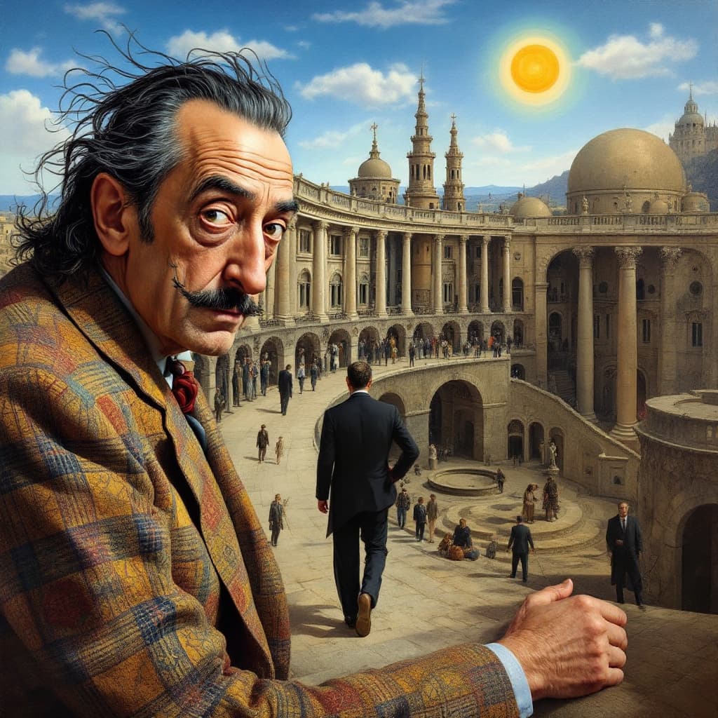 AI generated: Salvador Dalí in a painting of Escher.