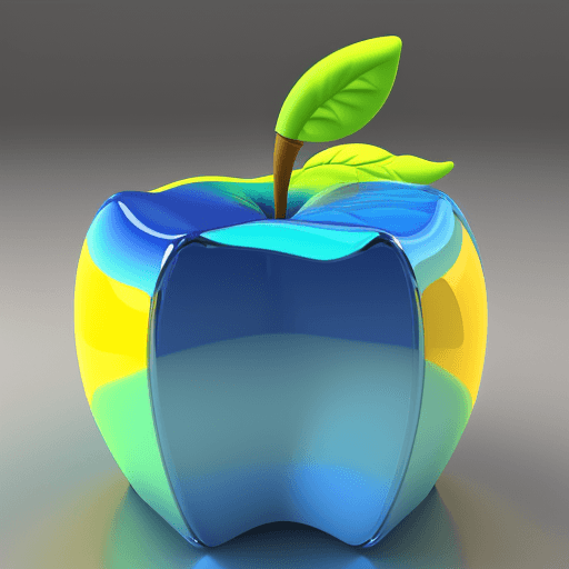 AI generated: apple blue and yellow,3d,8k