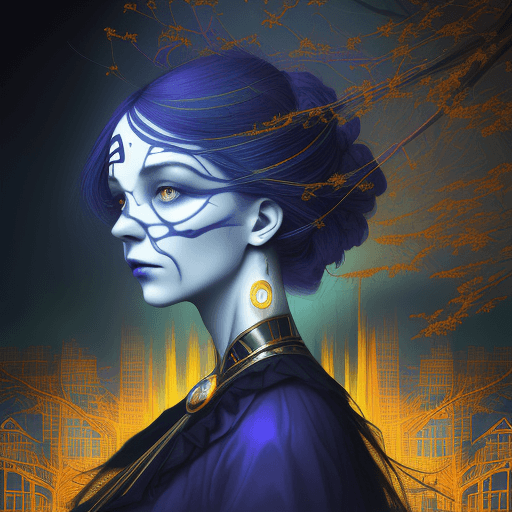 AI generated: a colorful digital artwork of a woman's head and branches, in the style of haunting houses, graceful...