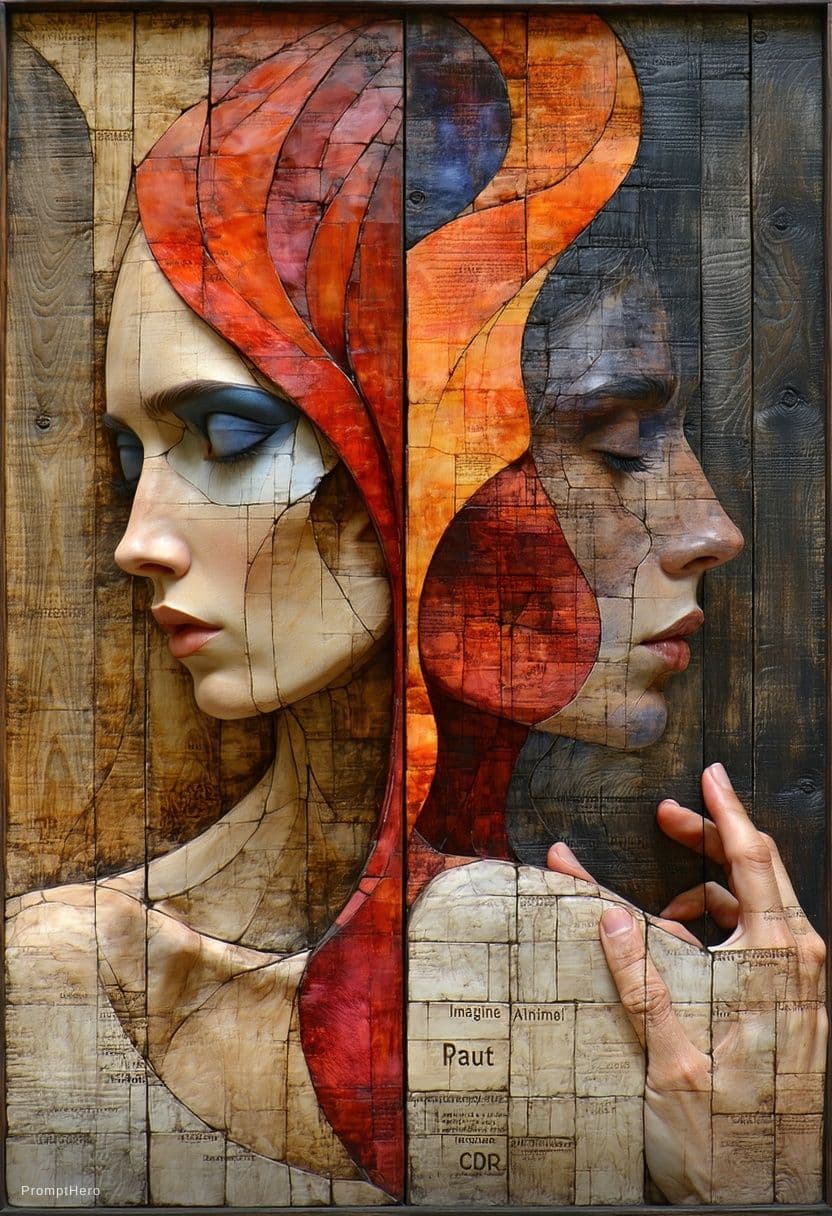 AI generated: Style Paul McCarthy. imagine an image depicting Jungian archetypes of the anima (female) and animus ...