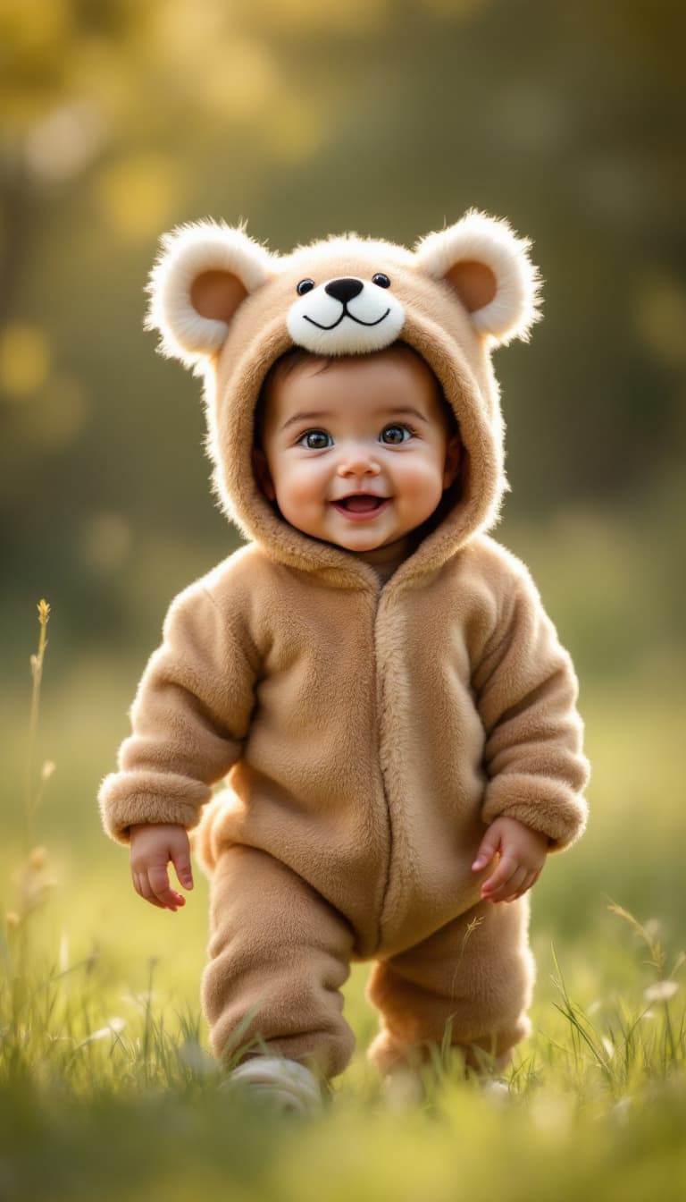 AI generated: A hyper-realistic image of a baby leonel fernandez dressed in an adorable animal-themed costume, suc...