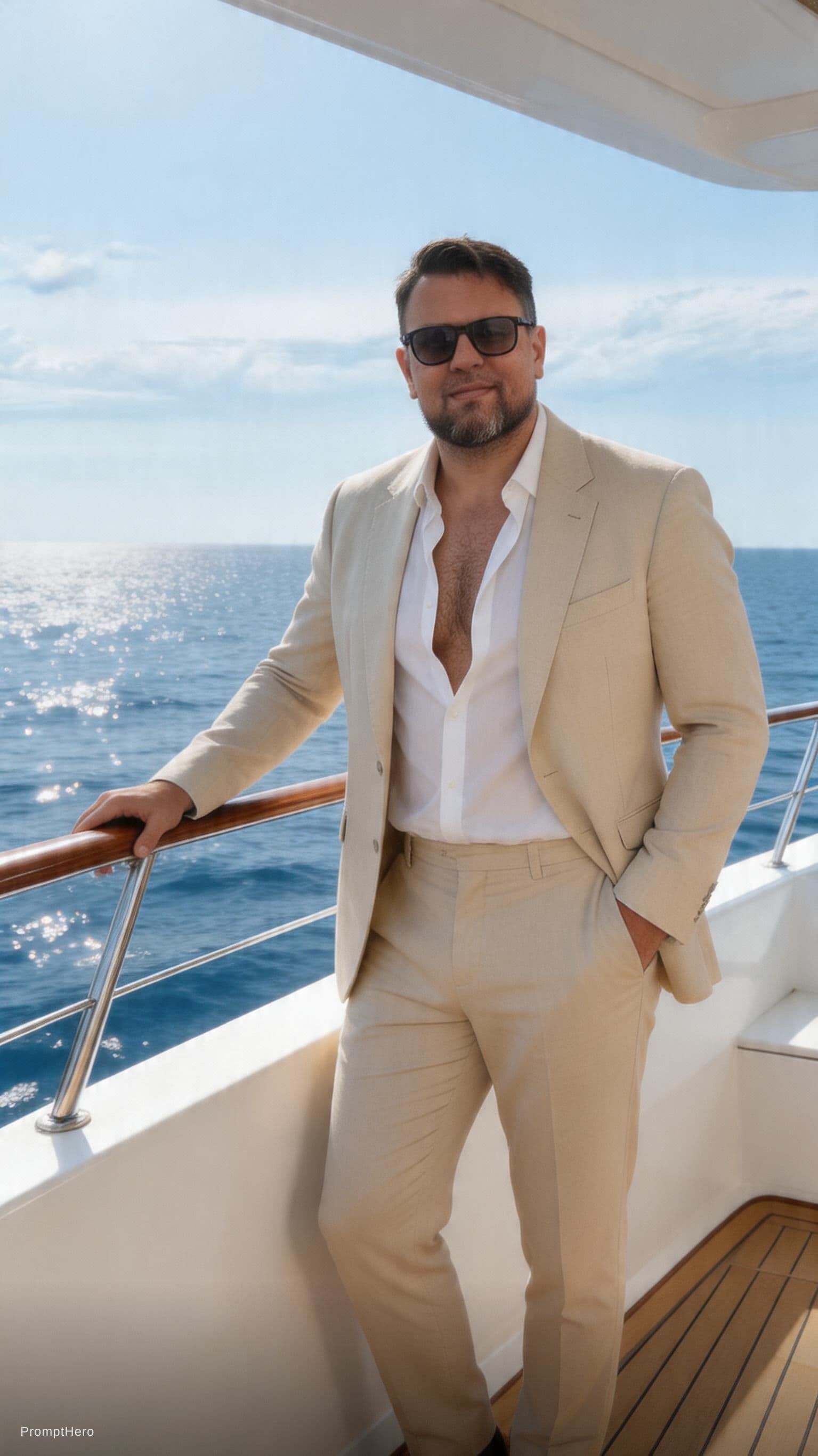 AI generated: Crie uma imagem de moda sofisticada de um modelo masculino de 1,80 metros de algura, vestindo um ter...