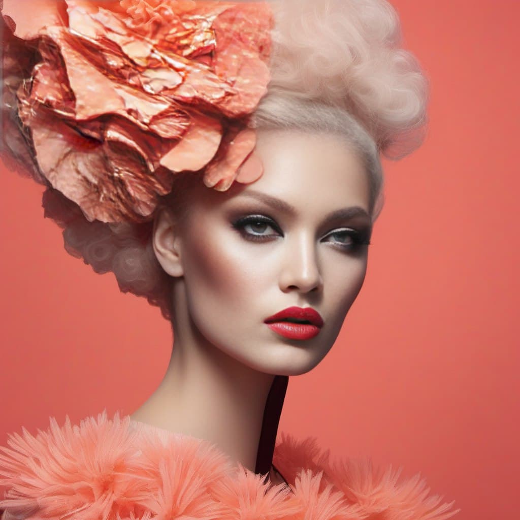 AI generated: high fashion temptress :: bleached coral 
