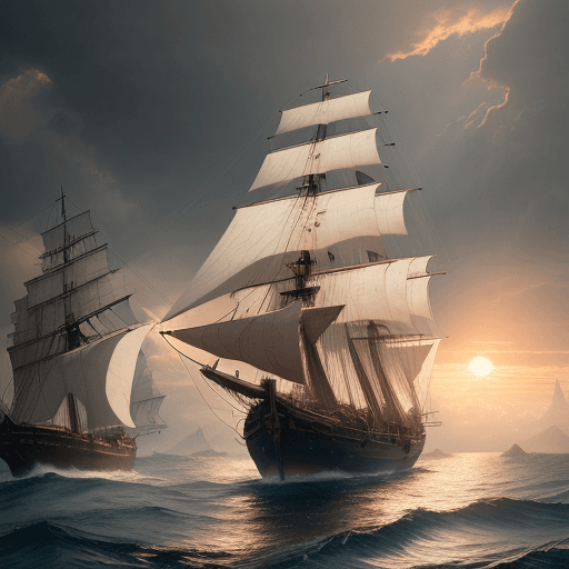 AI generated: Photo of a ultra realistic sailing ship, dramatic light, pale sunrise, cinematic lighting, battered,...