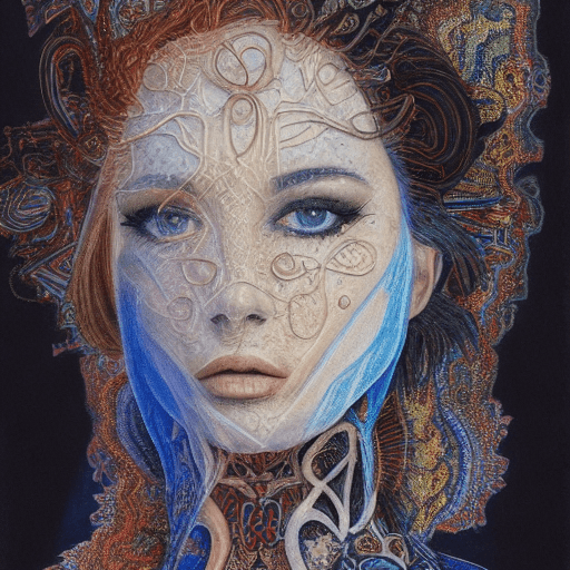AI generated: coloured pencil drawing, high resolution 8k, Rothko 
 master painter, Byzantine artwork, 
young lady...