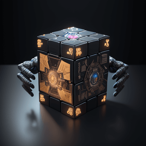 AI generated: "A mesmerizingly beautifully detailed and intricate Ai BOX Robot with its hand sticking out holding ...