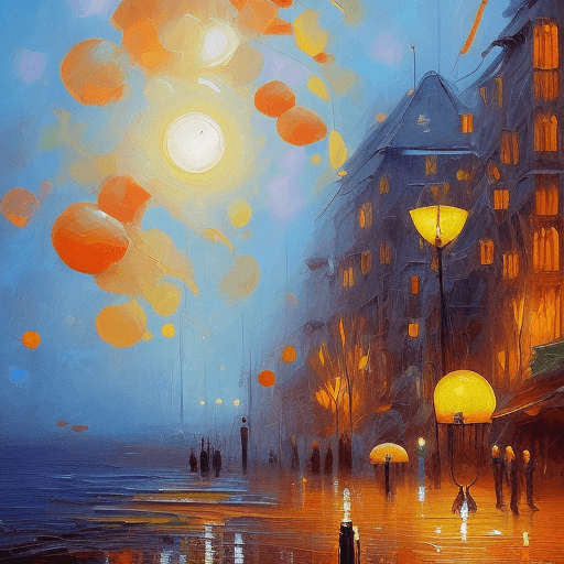 AI generated: the painting is colored in orange, black and yellow, in the style of complex compositions, dark whit...