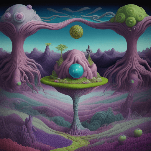 AI generated: A surreal and mind-bending scene of unimaginable proportions, depicting a dreamlike landscape filled...