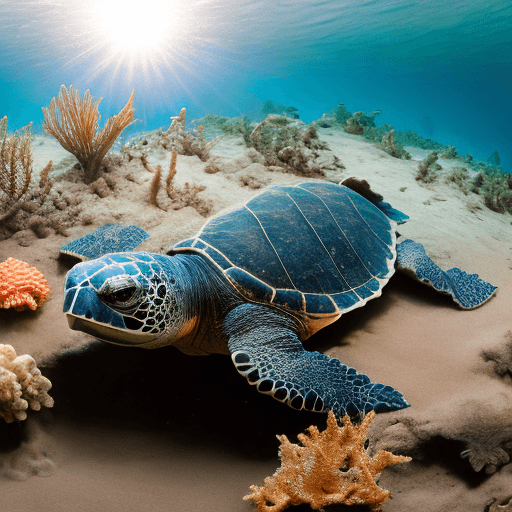 AI generated: "Create a captivating image of a leatherback sea turtle (Dermochelys coriacea) gracefully swimming t...