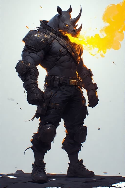 AI generated: <https://i.pinimg.com/736x/e6/be/22/e6be22f555b9fef9f08391d8ef006bd6.jpg> A Digital Rhino man with g...