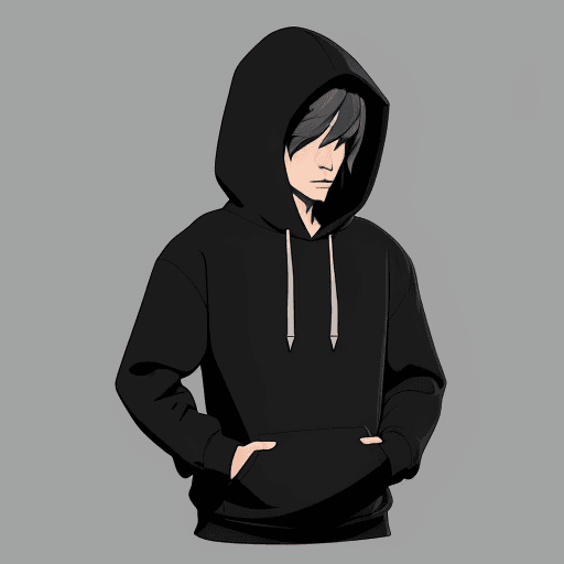 AI generated: Creat a character wearing black and gray hoodie, vector, simple, flat, design,