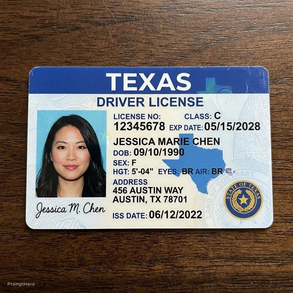 AI generated: Texas female driver license 