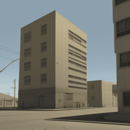 AI generated: the building from GTA San Andreas cover in a realistic mode.