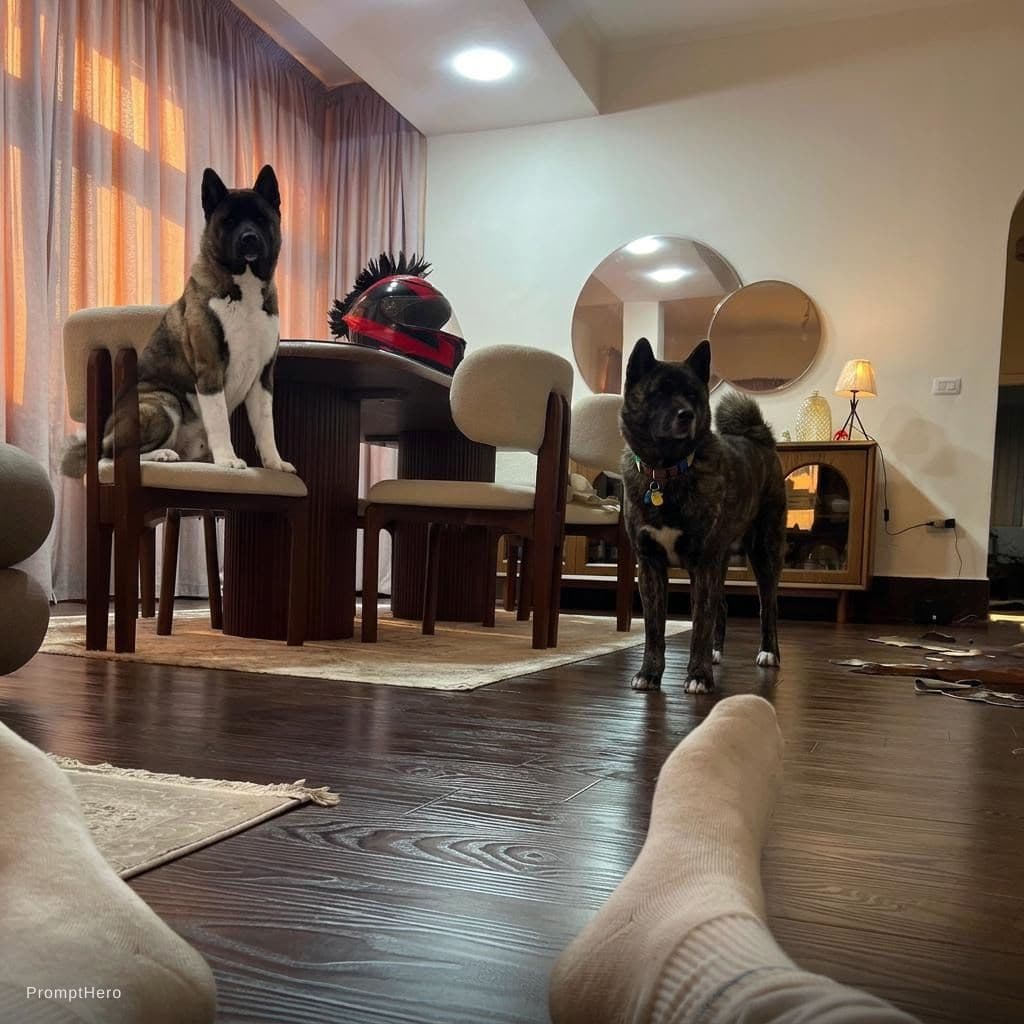 AI generated: Add the two uploaded Dogs in the place that uploaded
