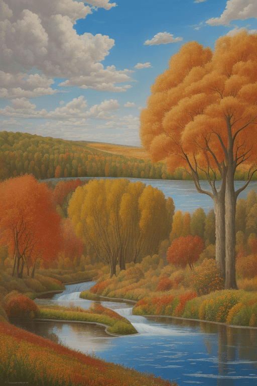 AI generated: a hyper-realistic  painting in the style of Dali featuring a French meadow in Autumn, mid-angle, 4k,...