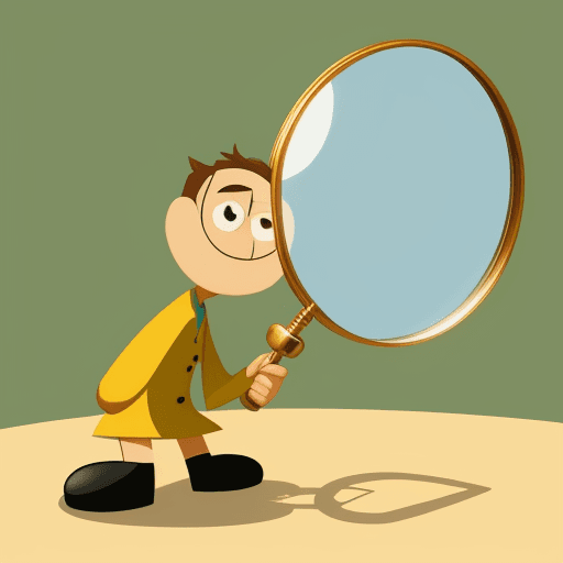 AI generated: Cartoon Investigating with magnifying glass
