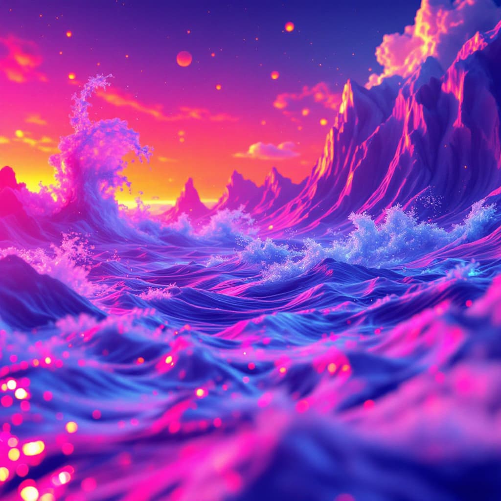 AI generated: Cinematic 3D Text "HEATWAVE", vaporwave cubism Background::1 Cinematic 3D Text Effect "Organic"::2 T...