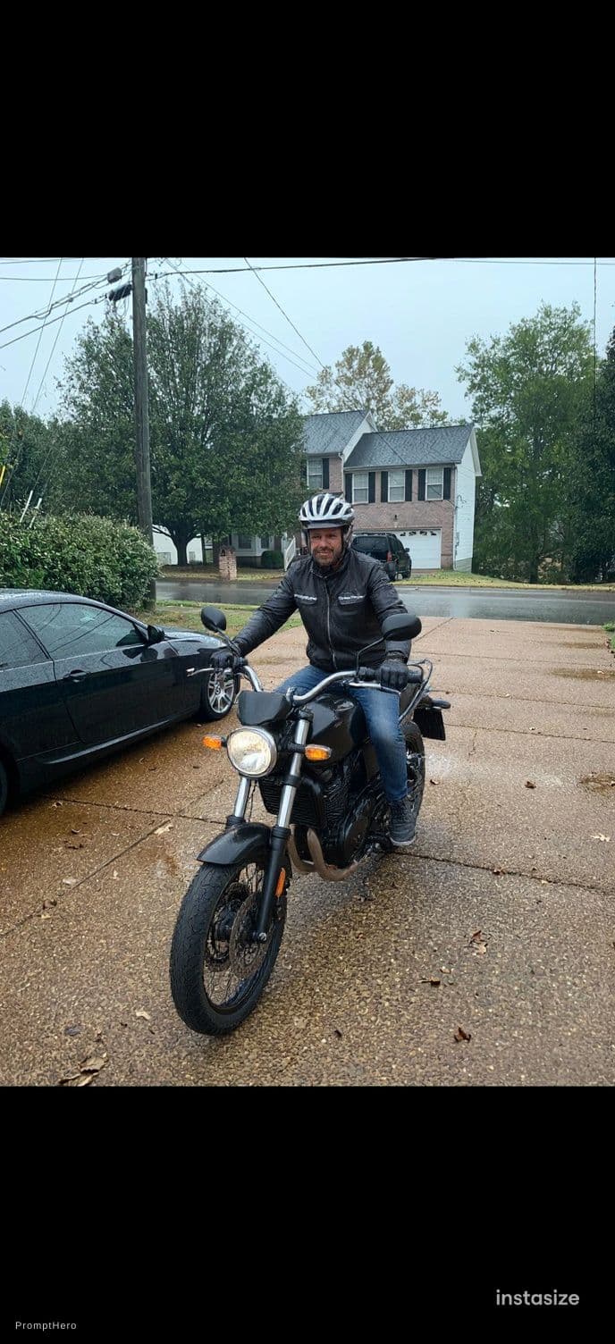AI generated: Add me on the uploaded bike in the uploaded place 