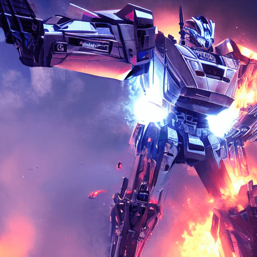 AI generated: gaming cut scene, centered image, actual and perfect scale of transformers megatron decepticon leade...