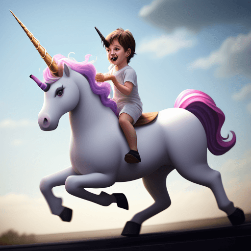 AI generated: evil unicorn chasing children